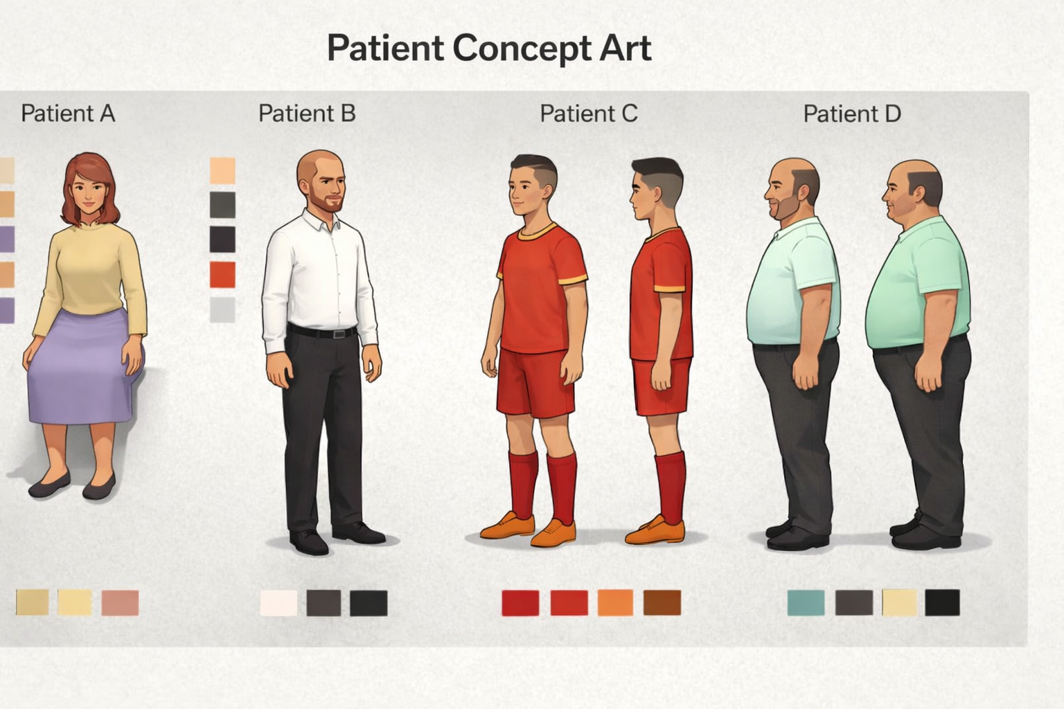 Arte conceptual de personajes principales